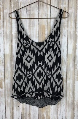NWT Wildfox Couture White Label Tribal Traveler Floral Tank Top Moon Black S  Foto 1 de 4