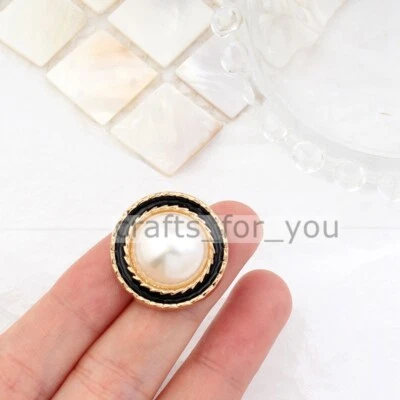 6PCS 15MM-25MM METAL SHANK BUTTONS PEARL CLOTHING BAG SEWING TAILOR CRAFT DIY - Image 1 of 4