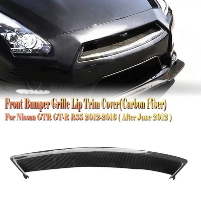 Carbon Fiber Front Bumper Grille Trim Cover For Nissan GTR R35 2012-2016 Black - Image 1 of 4