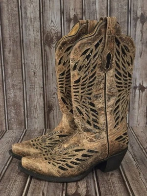 Botas de Vaquero del Oeste Talla 6.5 M Para Mujer Corral Mariposa Tachonado Lentejuelas Incrustación ¡En muy buen estado! Foto 1 de 4