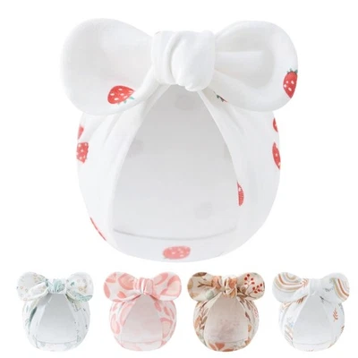 3Pcs Elastic Bowknot Headdress for Newborns Girls Soft Cotton Bonnet Caps Soft - image 1 of 4