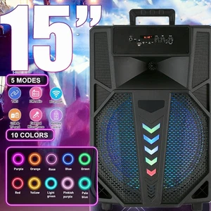 Gran Subwoofer 15" Portátil Bluetooth Altavoz Fiesta Karaoke Radio FM LED DJ AUX - Imagen 1 de 12