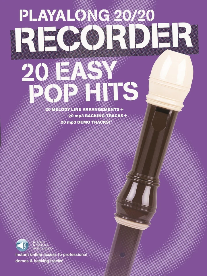 Play Along 20/20 for Recorder Solo Sheet Music 20 Easy Pop Hit Songs Book Audio - Image 1 of 1