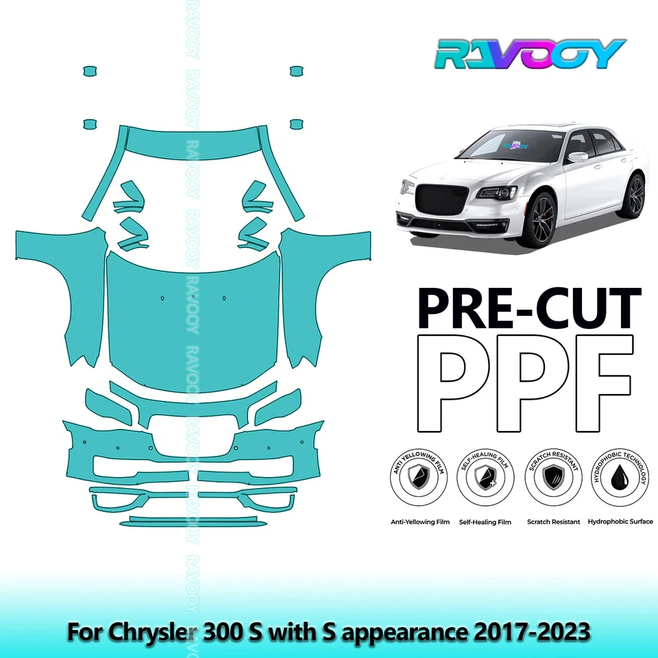 Película de protección de pintura precortada PPF para Chrysler 300 S con apariencia S 2017-2023 Foto 1 de 4