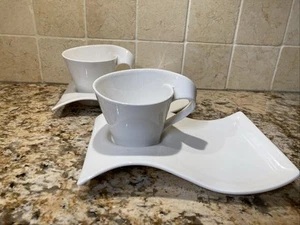 Villeroy & Boch NEW WAVE CAFFE COFFEE Set of 2 Cup/Mug & Saucer/Snack Plate - Picture 1 of 8