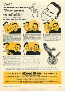Magazine Print Ad KING BEE 1945 Truck & Bus Mirrors Hy-Power Lamps Foto-Ray - Picture 1 of 2