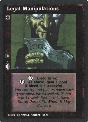 Legal Manipulations - Jyhad Deckmaster V:TES Trading Card 1994 - Image 1 of 2