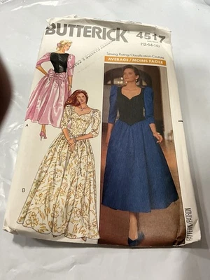 WOMENS BUTTERICK Sewing Pattern 4517 FORMAL PROM WEDDING DRESS  SIZE 12-16 Cut - Image 1 of 4