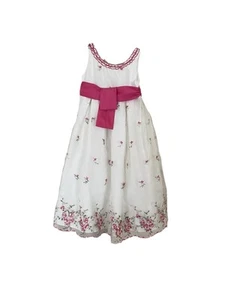 Girls Floral Dress size 6 white floral knee length - Picture 1 of 2