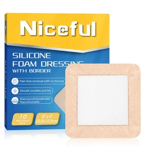10 Packungen 5"x5" Silikonschaum Verband mit sanftem Rand (3"x3" Pad) - Bandagen... - Bild 1 von 7