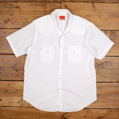 Camisa Western Vintage Ely Plains Snap L Hecha en EE. UU. Años 80 Para Hombre Manga Corta Blanca Foto 1 de 4