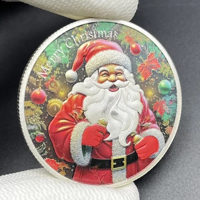 Christmas Commemorative Silver Coin Santa Claus and Elk New Year Souvenir Coin - image 1 of 4