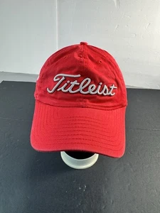 Titleist Hat Cap Strap Back Red White Spell Out Lightweight Golf Mens Brookside - Picture 1 of 8