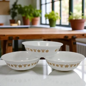 Corelle Schalen 6 1/4 Schmetterling Gold Weiß Suppe Müsli Livingware 3er Set Corning - Bild 1 von 2