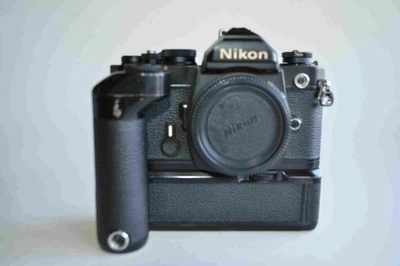 [Near Mint] Black Nikon FM film camera body w/MD-11 motor drive - Image 1 of 4