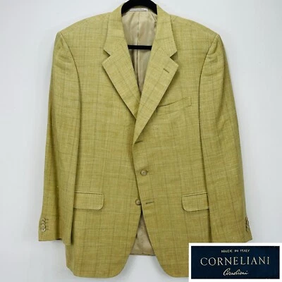 Abrigo Deportivo Corneliani Blazer Lana Seda Lino Hombres 44R Beige Espiga Chaqueta Foto 1 de 4