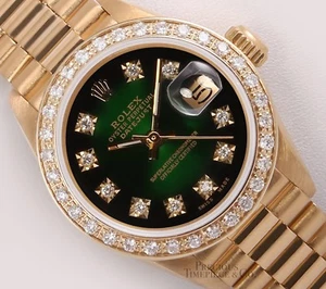 Rolex Lady Datejust 26 mm President bisel de diamantes viñeta verde bisel de diamantes - Imagen 1 de 7