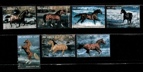 Nicaragua 1996 - Horse - Set of 7 Stamps - Scott #2177-83 - MNH Cover