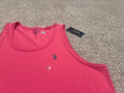Polo Ralph Lauren Clásico Rosa Rojo Salmón Azul Pony Camiseta sin Mangas 2XL Verano Playa RL Foto 1 de 3