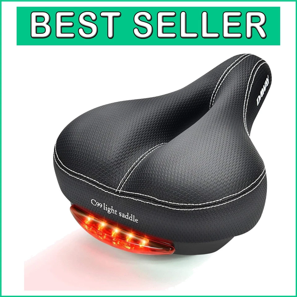 Comfortable Saddles Men Women Bike Seat - C99 Memory Foam Padded Leather Wide 1