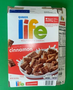 QUAKER - LIFE MULTIGRANO / CANELA 2023 CAJA DE CEREALES PANTALLA PLANA VACÍA - Imagen 1 de 2