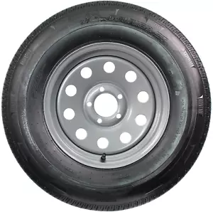 Radial Trailer Tire on Silver Rim ST225/75R15 Load Range D 5 Lug on 4.5 Modular - Picture 1 of 9