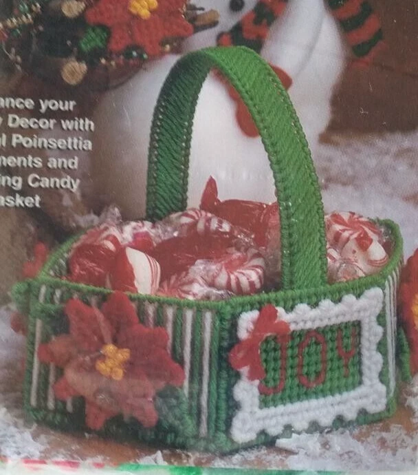 Kit de cesta adorno de canas de plástico de Navidad de flor de pascua ~ NUEVO Foto 1 de 3