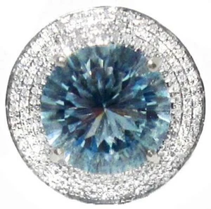 Simulated 10.70CT Round Aquamarine & Sapphire 935 Silver Anniversary Women Ring - Picture 1 of 8