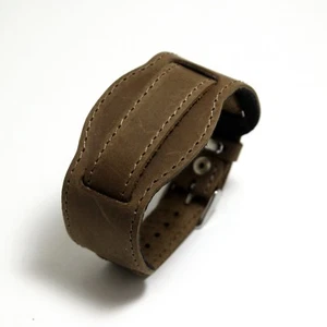 M16XL olive brown military leather watch strap 18 mm with pad one piece style - Picture 1 of 4