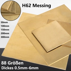 H62 Messingplatte Messingblech Messing Dicke 0,5-6mm Zuschnitt Metallplatte DIY - Picture 1 of 13