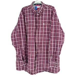 George Strait Wrangler Western Shirt Men's 3XL Burgundy Plaid Cowboy Rodeo Ranch - Picture 1 of 6