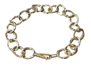 Bracciale maglia oro giallo e bianco 14 carati chiusura brutalista Wesley Hester metà secolo - Foto 1 di 21