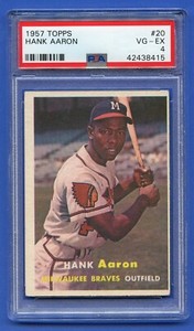 1957 HANK AARON PSA 4 VG-EX TOPPS MILWAUKEE BRAVES HOF GREAT PSA 4 (#20) RZC