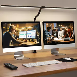 Doppelkopf Schreibtischlampe LED Dimmbar 24W 100 Beleuchtungsmodi Klemmbar Tages - Bild 1 von 8