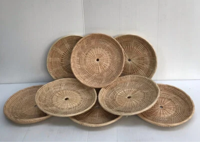 Vintage Thai Handicraft Wicker Rattan Tray Food Fruit Serving Round Shape 8.5"X8 - Image 1 of 4