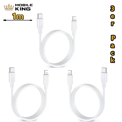 Schnell Ladekabel für iPhone 8 X Xs Xr 11 12 13 14 Pro Max Plus Mini 3x 1m Kabel - Bild 1 von 3