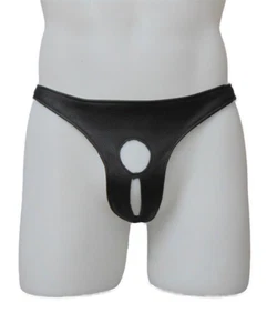 L* Men`s Leder Jock Strap Tanga Ouvert 2 Öffnungen Gay Fetisch Showmen Hardcore - Bild 1 von 5