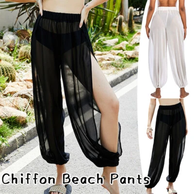Women's Summer Chiffon Split Pants Harem Trousers Beach Pants Sunscreen Pants - Image 1 of 4