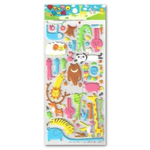 CUTE ANIMAL PUFFY STICKERS Sheet Animal Craft Kids Scrapbook Sticker Sloth Panda - Picture 1 of 2