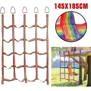 Kids Climbing Net Ranbow Physical Training Swing Hanging Rope Ladder Fitness Toy - Picture 1 of 9