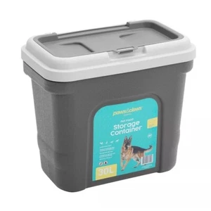 Paws & Claws Pet Dry Food Storer W/Scoop Bin Storage Container 49.5cm 30L Grey - Picture 1 of 4