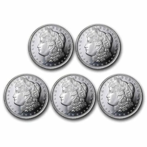 1 oz Silver Round - Morgan Dollar Design - (Lot of 5 Coins) - Picture 1 of 2