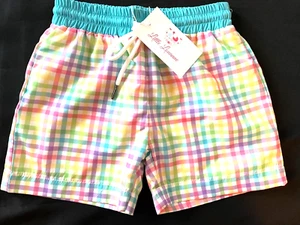 LITTLE LOUANNE Plaid Pull on Swim Trunks NWT Boys 5 - Picture 1 of 1