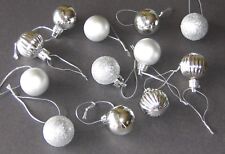 Silver Combo Mini Ornaments Christmas Non Shatter Balls Shiny Glitter Satin Rib
