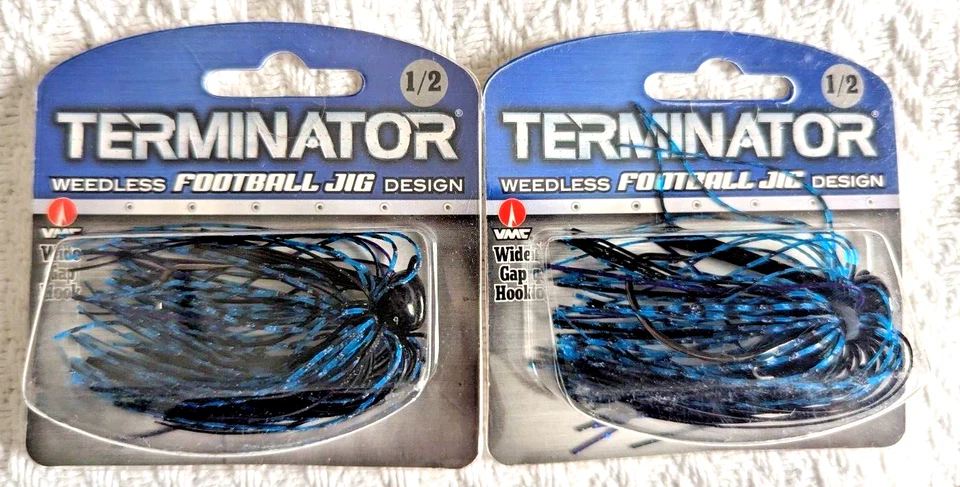 NEW Terminator Weedless Football Jig. 1/2 OZ. Black Blue Purple Combo - Image 1 of 4