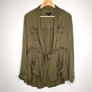 Torrid Army Green Open Front Cargo Utility Jacket Women's Military Tie Waist 0X - Picture 1 of 5