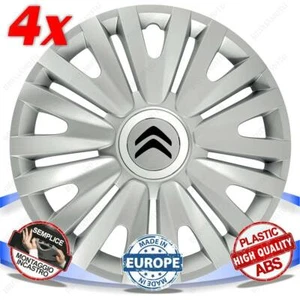 SET 4 BORCHIE RUOTA COPRI CERCHI CALOTTE 15 ROYAL SILVER PER CITROEN BERLINGO - Imagen 1 de 3