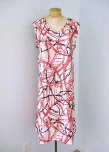 Vestido de día vaina sin mangas salpicaduras pintura abstracta rojo negro mod años 60 de colección XL - Imagen 1 de 4
