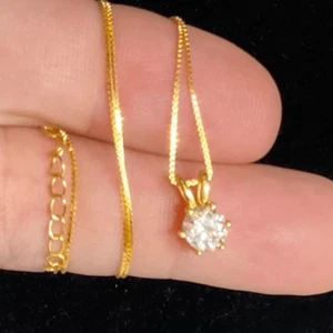 ASE#3 Atemberaubendes Vermeil-Halskette 1 kt Moissanit Diamant & Gold - Bild 1 von 16