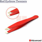 Red Eyebrow Hair Removing Tweezers Eyelash Plucker Slanted Tip Cosmetic Tools 
